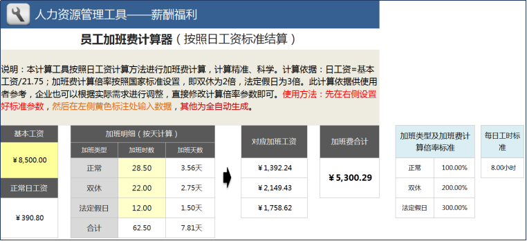 天数计算在线使用_双休单休大小周加班费计算_春节值班加班费计算