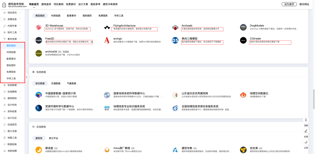 建筑曲奇导航 hao.archcookie.com 建筑书单推荐板块_建筑导航网站_筑益导航 筑益网 数据抄袭对比