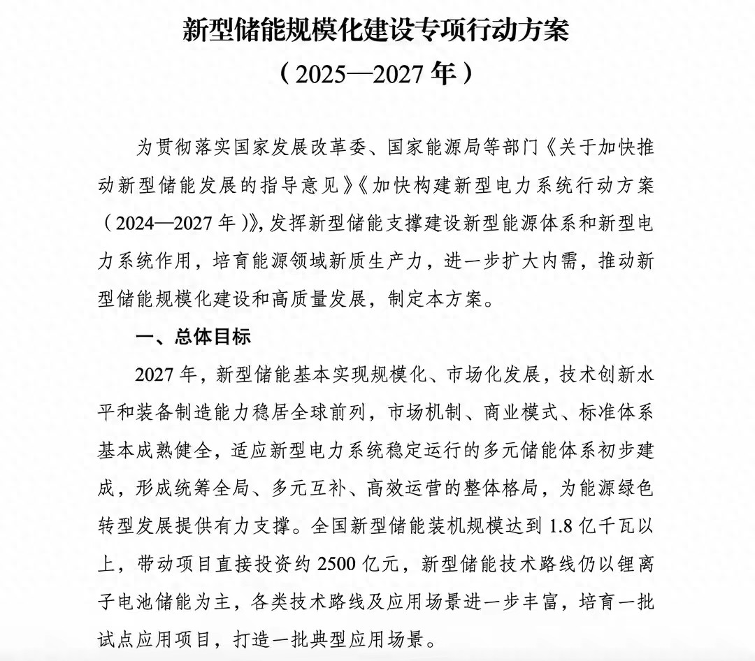 新型储能重磅新政落地!2500亿投资风口开启,这些赛道将爆发? | 星尘资源网