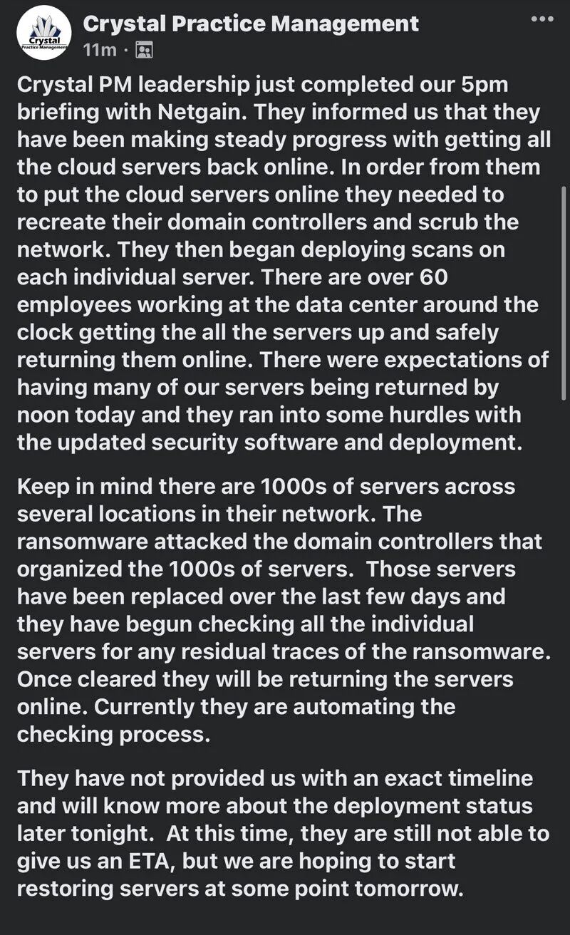 服务器托管方案_勒索软件攻击Netgain数据中心下线_云主机托管IT服务提供商安全事件