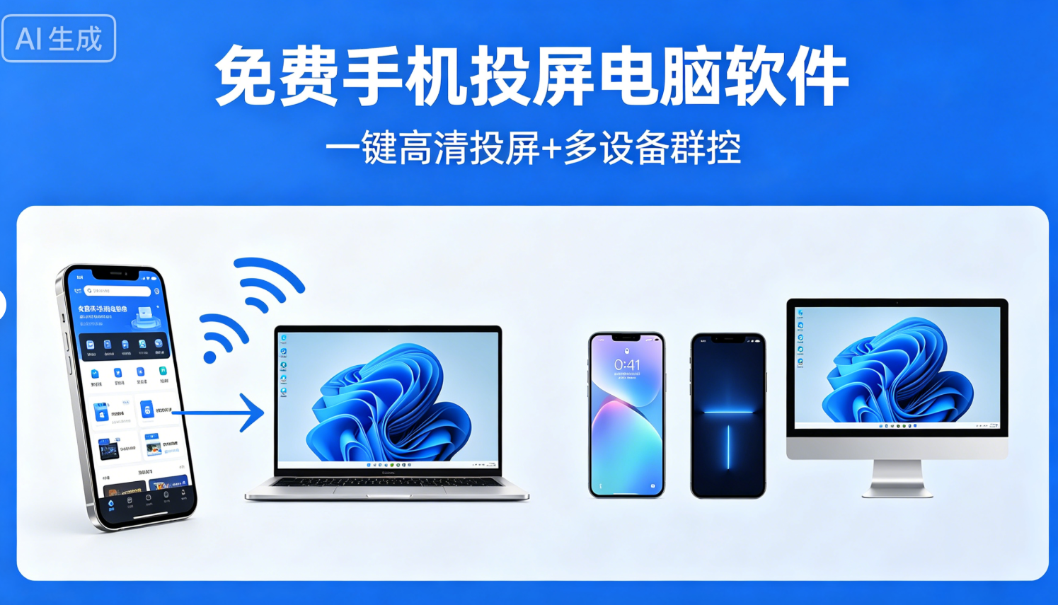 免费手机投屏电脑软件,一键高清投屏+多设备群控-星尘资源网