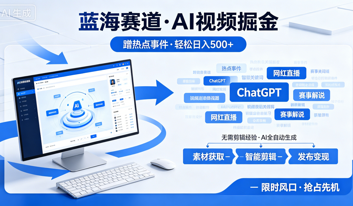 蓝海赛道，AI生成视频，蹭热点事件，轻松日入500+-星尘资源网